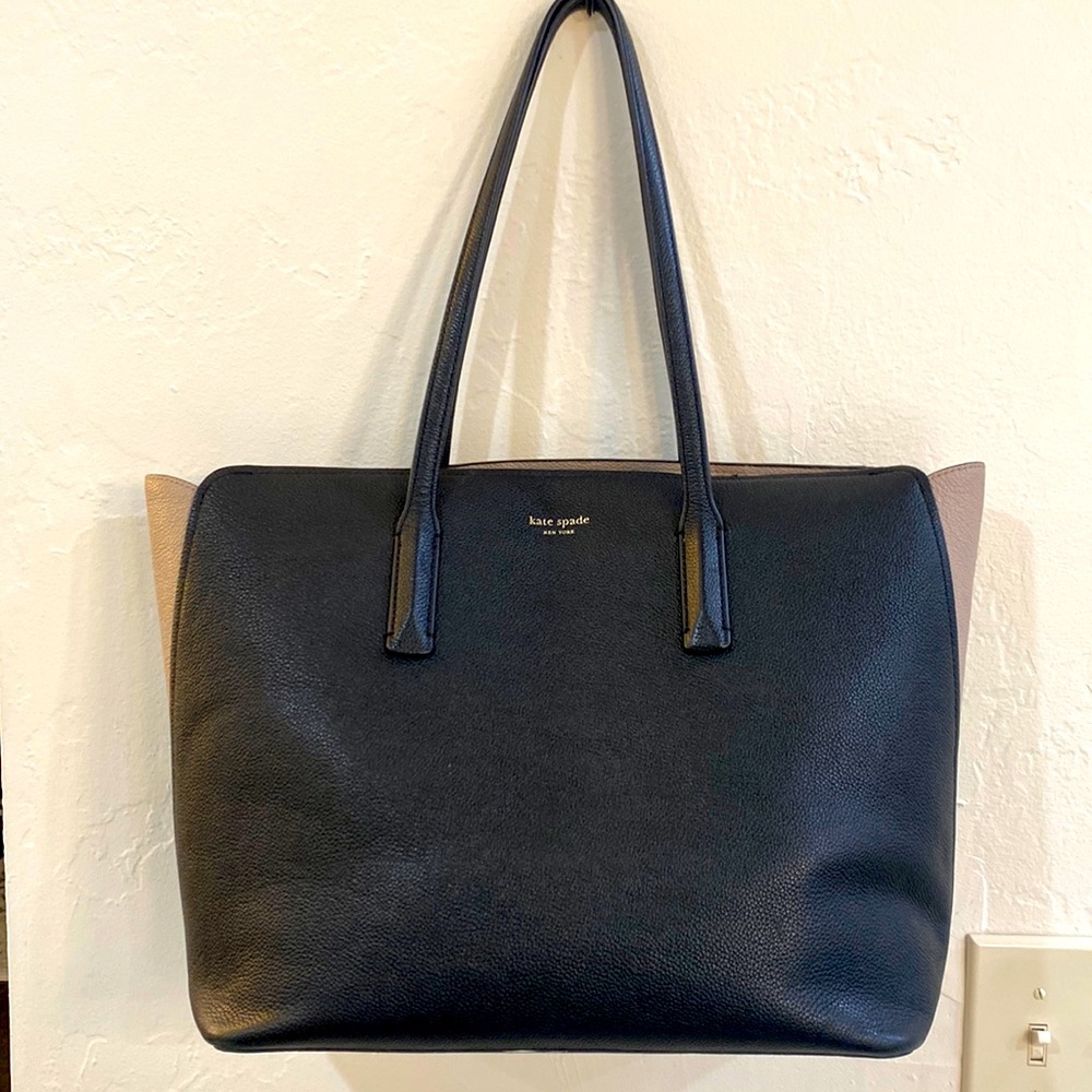 Kate Spade tote- black and light tan